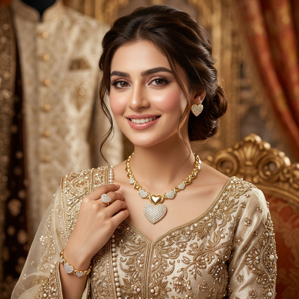 18K Gold Plated Premium 4-Piece Bridal Jewelry Set