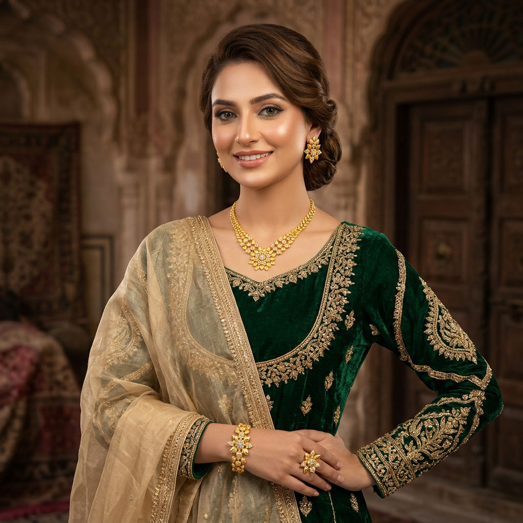 18K Gold Plated Premium 4-Piece Bridal Jewelry Set